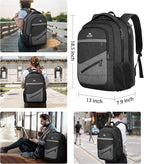 MATEIN 17 Inch Backpack for Men, Professional Work Office Laptop Backpack with Anti Theft Pocket & Trolley Sleeve, Water Resistant Large College Daypack Travel Carry On, Black Grey