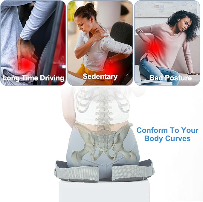 Travel Seat Cushion for Airplane, Foldable Hemorrhoid Pillows for Sitting, Airplane Seat Cushion for Long Flights, Stadium Pillow for Bleachers Long Sitting