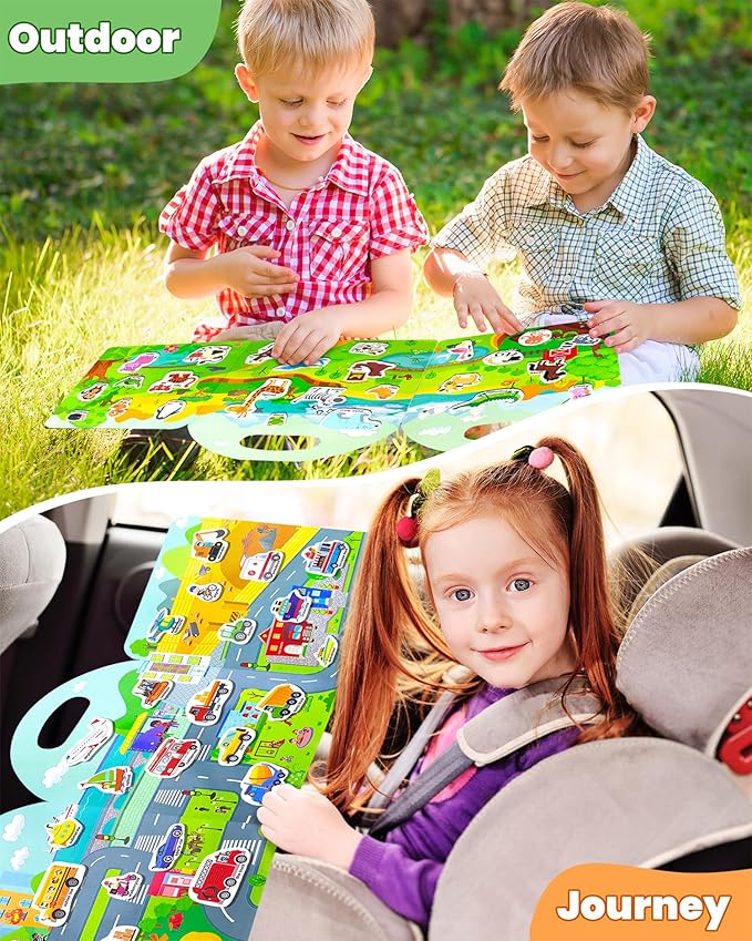 Walenced Reusable Sticker Book for Toddlers, Stickers for Kids, Toddler Sticker Book, Toddler Craft Activities, Toddler Travel Toys Boy Girl Birthday Gifts