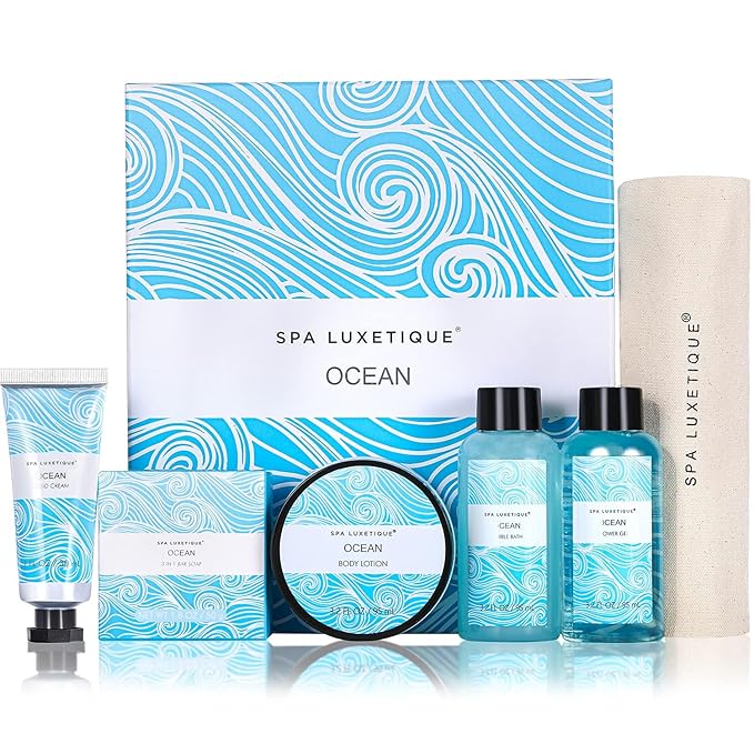 Spa Luxetique Spa Gift Set for Women,Ocean Spa Set Includes Body Lotion, Shower Gel,Bubble Bath, Hand Cream,Bath Gifts for Women, Mothers Day Gifts
