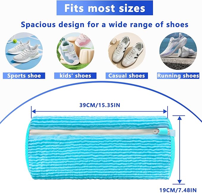 2Pcs Reusable Shoe Washing Machine Bag for Washer and Dryer:Free Up Hands, Prevent Deformation,shoe bag with Zipper Protection Design, Use for all Shoes,Sports Shoes
