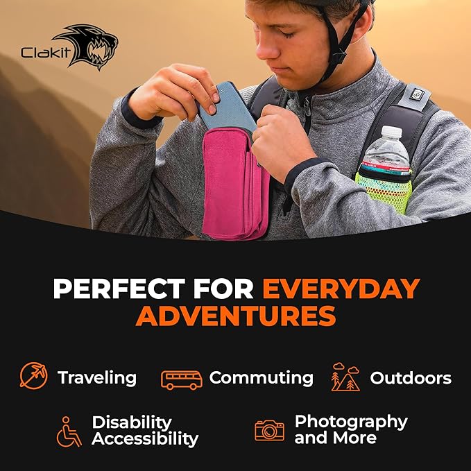 StrapPack Two Zipper Clip-On Pouch - Travel Wallet, Backpack Pouch, Passport Holder