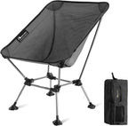 MOON LENCE High Back Folding Camping Chairs, Height-Adjustable, Widened Seat, for Beach with Anti-Sinking Feet (Onyx-Plus)