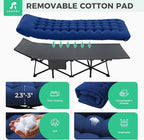 JEAREY 2-Piece Camping Cot for Sleeping 28" Extra Wide, Heavy-Duty 1200D Oxford Foliding Cots for Adults Portable with Mattress, Carry Bag for Guest, Travel, Hiking, Navy