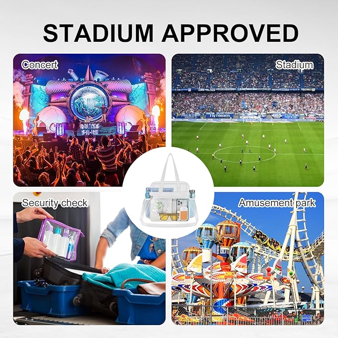 USPECLARE Clear Bag for Stadium Events,Transparent Bag for Work Sports Games Concerts Travel Gym