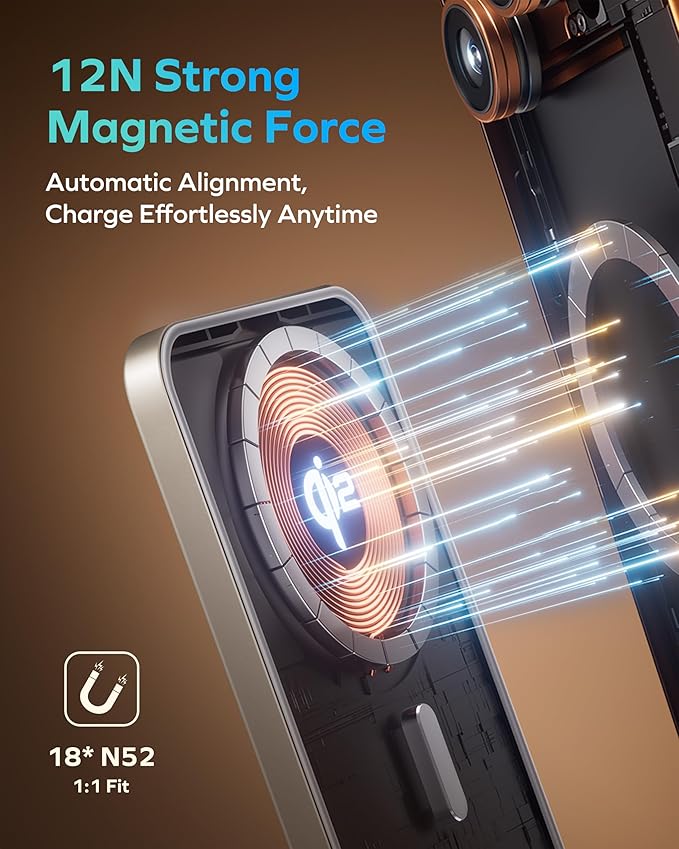 MOMAX (2026 NEW) Magnetic Portable Charger 10000mAh Qi2 Certified 15W Fast Charging Power Bank iPhone Air MagSafe Battery Pack Designed for iPhone 17 Pro Max/17 Pro/Air/16/15/14/13/12