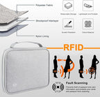 RFID Blocking Travel Wallet, RFID Passport Wallet for Women/Men,Tote Passport Holder for Travel Family, Waterproof Passport Holders Bag,Travel Document Organizer Credit Cards Case(Grey-Large)