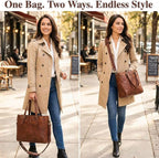 17-inch Genuine Leather Laptop Bag for Women – Large Brown Leather Work Tote with Laptop Compartment, Womens Computer Bag, Briefcase & Messenger Style for Office, Business, Travel & Teacher Gifts | Genuine Leather