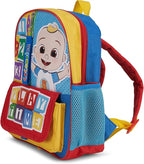 AI ACCESSORY INNOVATIONS Cocomelon JJ's Playtime Interactive Mini Backpack for Boys and Girls, Pre school Schoolbag with Padded Back and Adjustable Straps, Versatile 12 inch