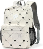 STEAMEDBUN Corduroy Kids Backpack for Girls Boys 3-8, Girls Backpack for Elementary Kindergarten - Bow