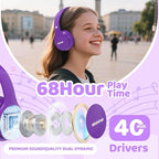 MIDOLA Kids Bluetooth Headphones 68H Play Time,Volume Limit 85/94dB, Foldable Lightweight Wireless Over-Ear Headphone for Kid Toddler Child Pad Tablet,Headsets with Built-in Mic Purple