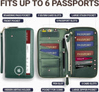 Travel Document Organizer - RFID Passport Wallet Case Family Holder Id Wristlet
