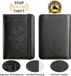 Passport Holder Cover Wallet Travel Essentials RFID Blocking Leather Card Case International Must Haves Travel Accessories for Women Men(113#Black)
