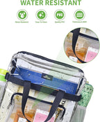MAY TREE Clear Bag for Stadium Events 12×6×12 Clear Tote Lunch Bag with Reinforced Straps for Work, Sporting Events and Gym, Navy
