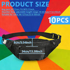 10PCS Crossbody Fanny Pack Bulk,Large Capacity Waist Bag with 4-Zipper Pockets Adjustable Strap Fanny Packs Waterproof Oxford Cloth Travel Belt Bag for Outdoor Shopping Travel Men Women,Black