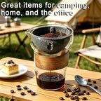 Glass Pour Over Coffee Maker Set, Drip Coffee Maker, No Paper Filters Needed, Heat-resistant Borosilicate Glass with Ceramic Coffee Filter, Easy to Clean, Ideal for Home, Office & Outdoor Camping