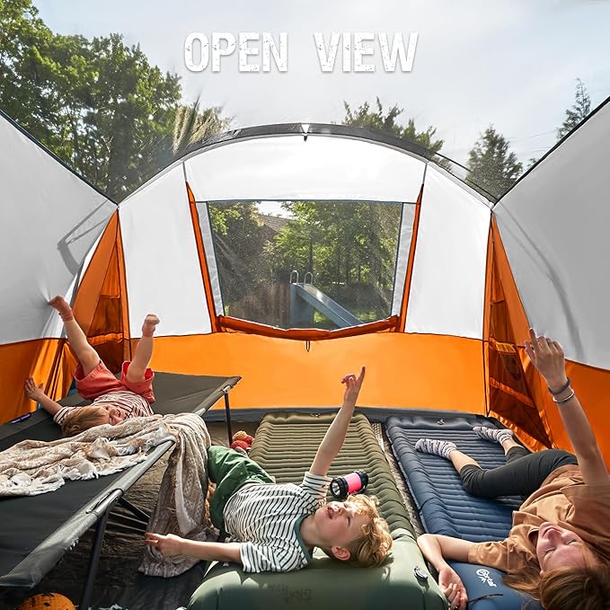 PORTAL 6/8/10 Person Family Camping Tent with Screen Room, Water Resistant Big Tunnel Tents with Rainfly, Large Family Tent for Camping, Outdoor, Patio