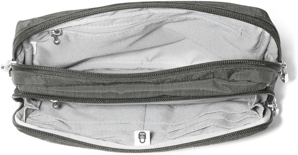 Baggallini Securtex Anti-theft Belt Bag 8.8"x5.5" Crossbody Fanny Pack for Women RFID Wallet Locking Zipper Travel Purse