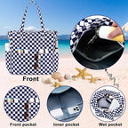 Bluboon Waterproof Beach Tote Pool Bags for Women Ladies Extra Large Carry On Bag With Wet Compartment for Weekender Travel