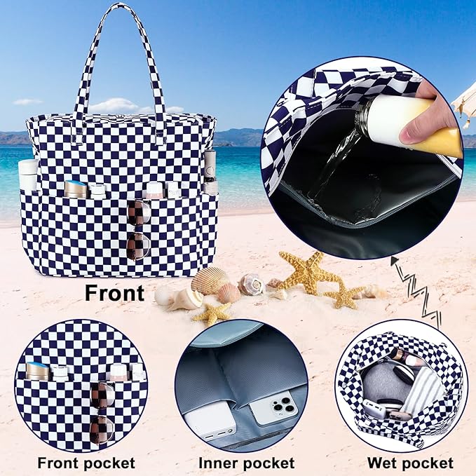Bluboon Waterproof Beach Tote Pool Bags for Women Ladies Extra Large Carry On Bag With Wet Compartment for Weekender Travel