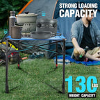 VILLEY Folding Camping Square Table with Carry Bag, Lightweight Aluminum Adjustable Square Table for Outdoor, Camping, Picnic, Backyards, BBQ, Large