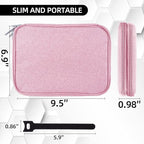 Electronic Organizer Travel Case, Travel Cable Bag, Water Resistant, Double Layers Pouch for Cables, Cords, iPad Mini, Gift for Women, Nylon, Pink, 9.5 x 6.9 x 1 Inch, 6.6 OZ