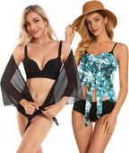 CHICGAL 2 Pieces Women Beach Sarong Bathing Suit Wrap Skirt Sheer Bikini Swimsuit Cover Ups for Swimwear
