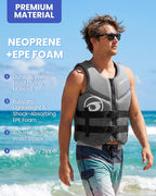 Owntop Swim Vest Adult Water Sport Vest Neoprene Floaties for Swimming, Boating, Kayaking, Fishing | Adjustable Zipper Dual Buckle Foldable Buoyancy Jacket