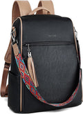 FADEON Leather Laptop Backpack for Women Designer 15.6 inch PU Laptop Bag, Ladies Travel Computer Work Backpack Black