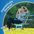 HaSteeL Folding Beach Chair Set of 2, Foldable Blue Camping Chairs for Outside, Low Beach Chair Portable for Adults Fishing, Picnic, Outdoor BBQ, Travel, Sports, Cup Holder & Storage Bag