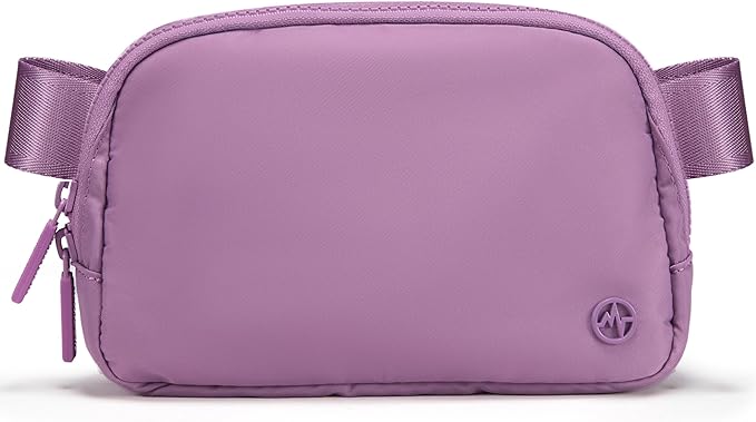 Pander Two Way Zipper Fanny Pack Nylon Everywhere Belt Bag for Women, Water Repellent Waist Packs, Crossbody Bags with Adjustable Strap (Light Purple).