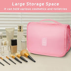 Toiletry Bag Travel Bag with Hanging Hook, Waterproof Capacity Hanging Multifunctional Makeup Bag for Toiletries, Portable Cosmetic Bag Travel Organizer for Women and Men(Pink)