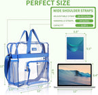 MAY TREE Clear Bag for Stadium Events 12×6×12 Clear Tote Lunch Bag with Reinforced Straps for Work, Sporting Events and Gym, Blue