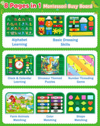 Gojmzo Busy Board Montessori Toys for Toddler Year Old Boy Girl Birthday Gifts, Busy Book Sensory Toys for Toddlers, Learning Educational Toddler Travel Activities