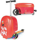 Sesame Street Elmo Ride-On Scooter Suitcase for Kids – Hardside Lightweight Carry-On Luggage with Foldable Scooter & LED Wheels