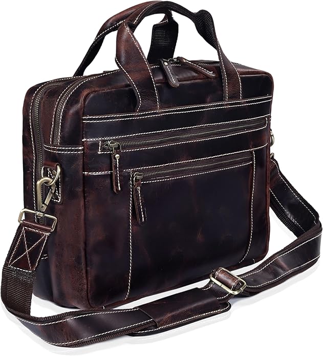 Leather Messenger Bag For Men, Vintage Handmade Laptop Briefcase and Shoulder Bag for Men Woman