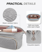BAGSMART Travel Makeup Bag, Cosmetic Bag Small Make Up Organizer Case,Wide-open Pouch for Women Purse for Toiletries Accessories Brushes Grey