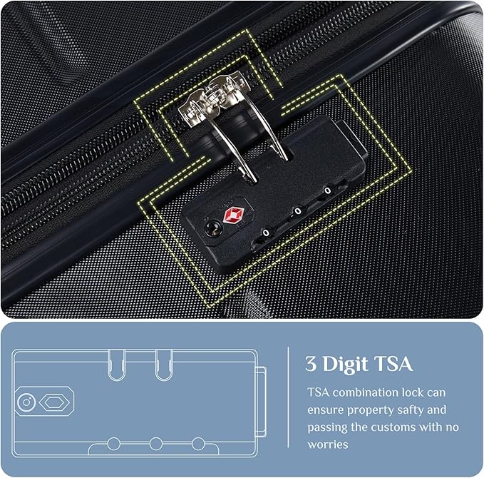 OLIXIS 28 Inch Luggage, Hardside Checked Suitcase with Spinner Wheels, Lightweight ABS Hard Shell Travel Luggage, TSA Approved Lock, Expandable Large Suitcase for Business & Travel–Black