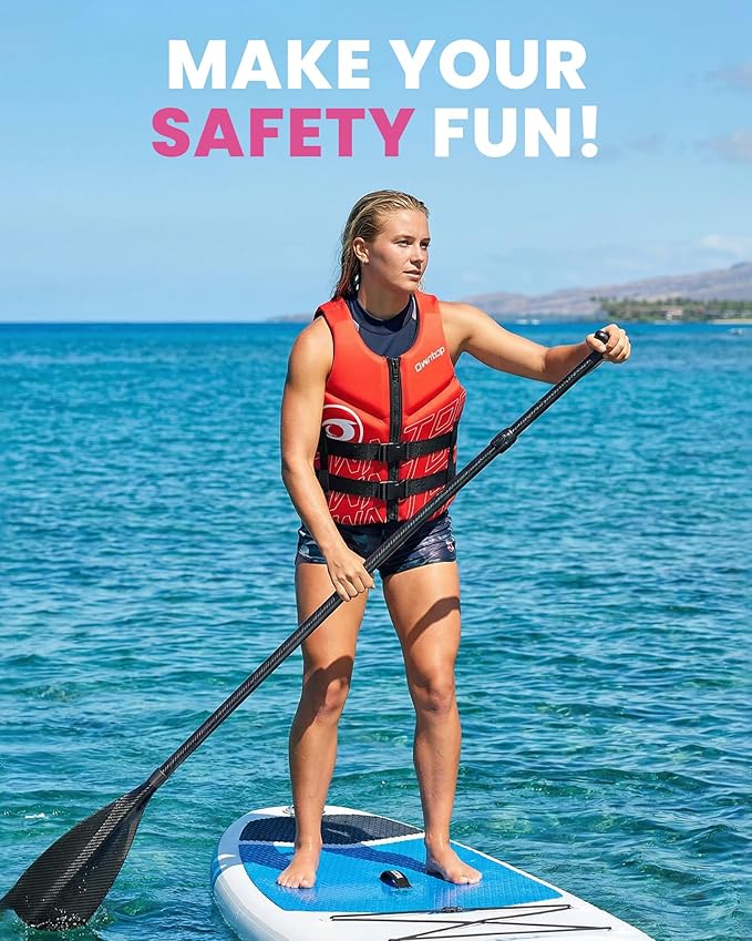 Owntop Swim Vest Adult Water Sport Vest Neoprene Floaties for Swimming, Boating, Kayaking, Fishing | Adjustable Zipper Dual Buckle Foldable Buoyancy Jacket