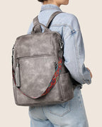 FADEON Leather Laptop Backpack for Women Designer 15.6 inch PU Laptop Bag, Ladies Travel Computer Work Backpack Grey