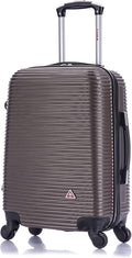 InUSA ROYAL Hardside Luggage with Ergonomic Handles | Spacious Travel Suitcase with Four Spinner Wheels and Studs | 20 Inch Hardside Carry-On Spinner Luggage | Brown