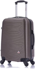 InUSA ROYAL Hardside Luggage with Ergonomic Handles | Spacious Travel Suitcase with Four Spinner Wheels and Studs | 20 Inch Hardside Carry-On Spinner Luggage | Brown