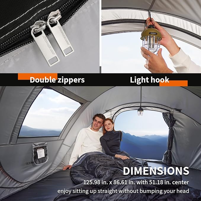 EchoSmile Pop Up Camping Tent, 2/4/6 Person Easy Setup Tent, Water Resistant Dome, Portable with Carry Bag