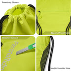 Waterproof Drawstring Backpack for Men/Women, Lightweight Sports Bag for Gym, Beach, Swim, Hiking, Running & Cycling, Anti-Stain with Quick-Access Mesh Pocket, Green 14.2"×2.8"×17.7"