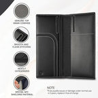 Leather Passport Holder for Travel with AirTag Holder, RFID Blocking Passport Wallet with Card Slots for Men & Women (Black)
