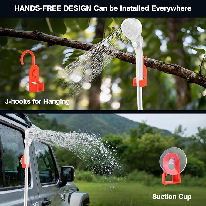 Portable Shower for Camping,7800mAh Rechargeable Camping Shower Pump,IPX8 Waterproof Outdoor Shower with LED Display and 3 Spray Modes for Hiking,Travel, Pet, Car Wash,RV Life