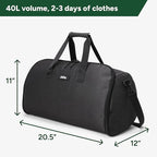 Halfday Convertible 2-in-1 Garment Duffel Weekender Bag 40L: Wrinkle-Free Travel (Hanging Suit Compartment, Shoe Pockets, Trolley Sleeve), Durable & Water-Resistant Carry-on, Shadow