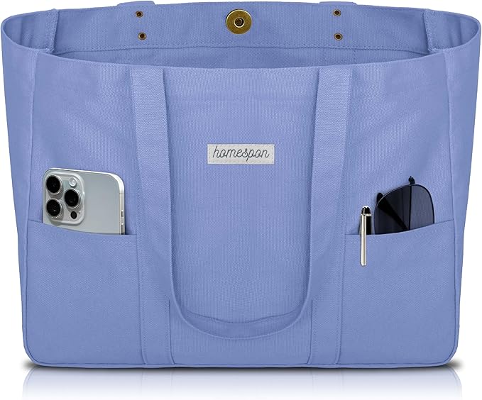 HOMESPON Large Canvas Tote Bag for Women Everything Bag with Pockets and Laptop Sleeve