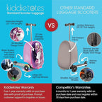 KIDDIETOTES Ride-On Scooter Suitcase for Kids – Hardside Lightweight Carry-On Luggage with Foldable Scooter, LED Wheels, Travel Fun for Toddlers & Children