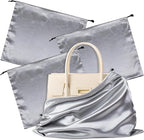 Vonty 3 Pack Silky Dust Bags for Shoes and Purses, Satin Drawstring Bag for HandBags Boots - Grey Shoe Bag Silk Dust Cover Bag Protector Travel Storage Pouch(23.6 x 19.6 In)